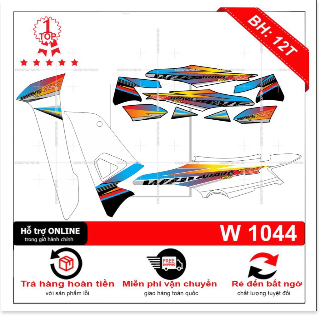 ( Quí khách vui lòng mang ra tiệm cho thợ dán ) Tem wave RS 2016 trắng