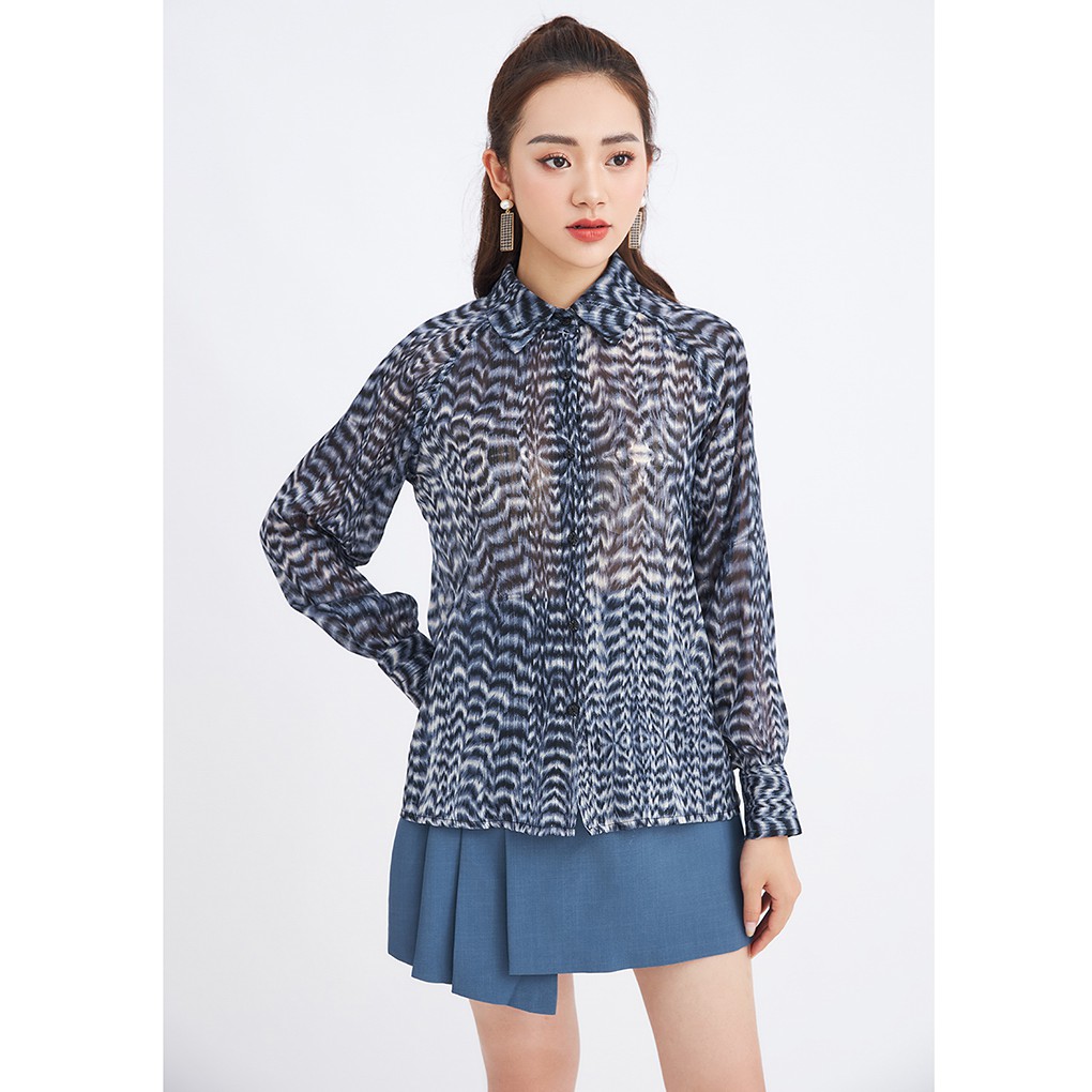 Áo sơ mi voan nữ 92WEAR 2 màu, đủ size, tay raglan công sở ASA1180