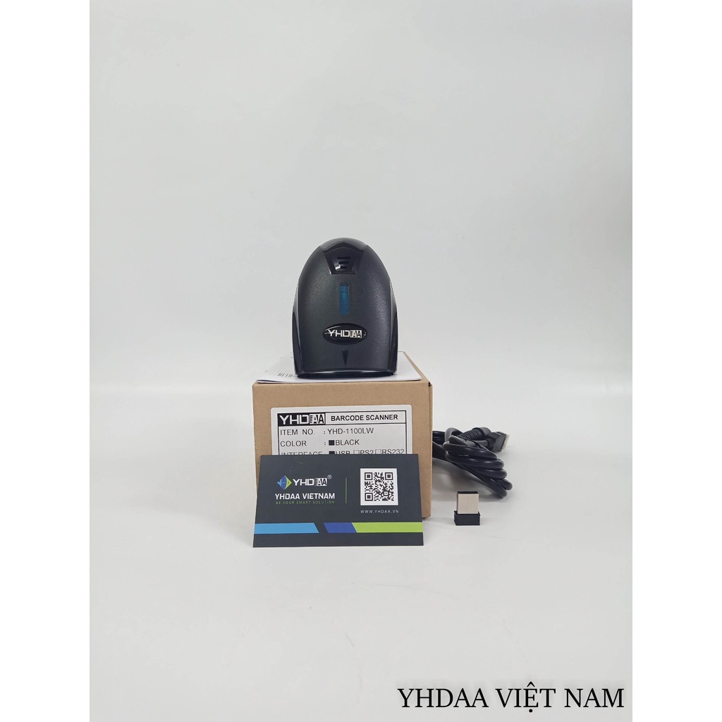 Đầu đọc mã vạch Barcode YHD 1100LW 1D Máy Scan mã vạch 1D kết nối không dây với Máy tính - Không đế