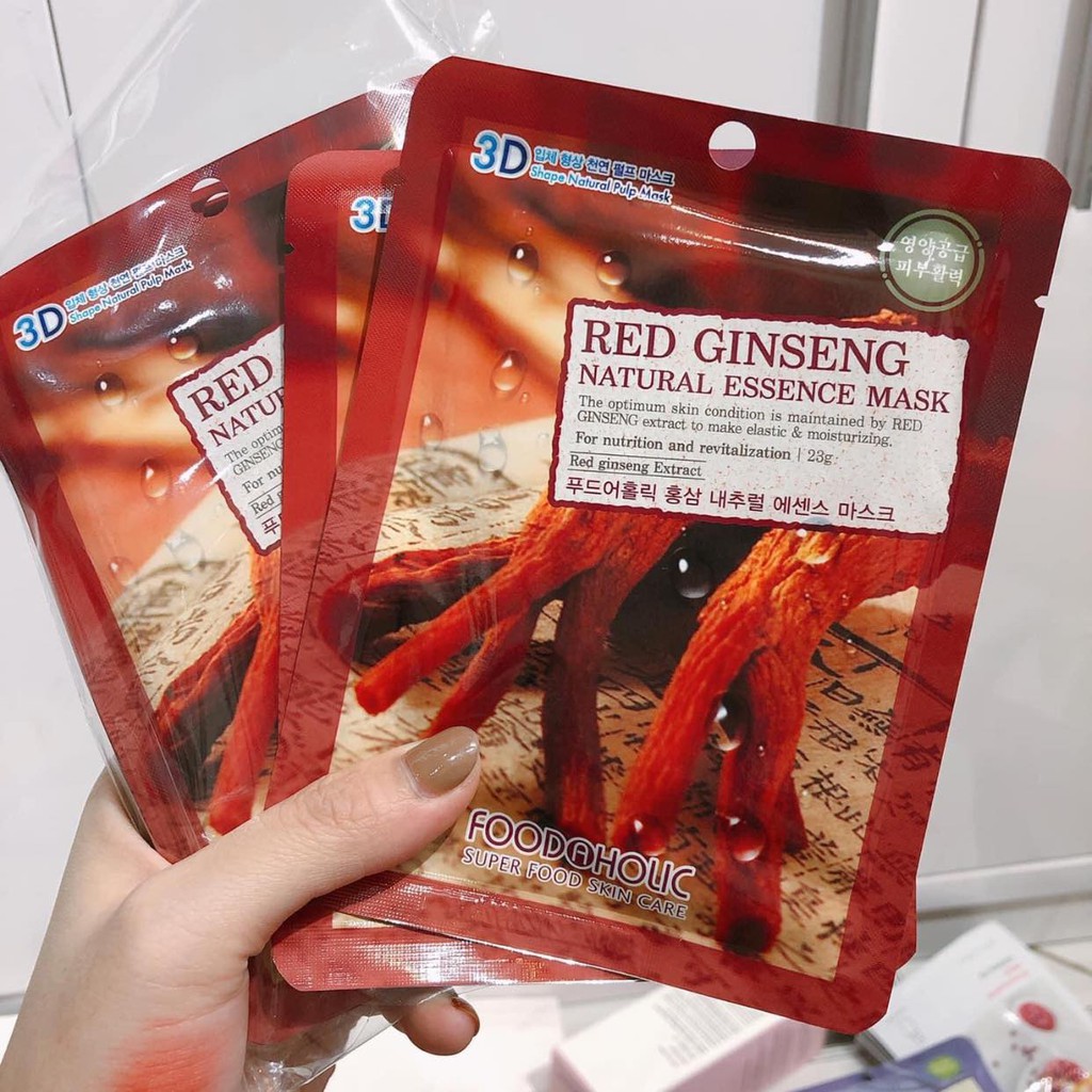 Mặt Nạ 3D Hồng Sâm Red Ginseng Natural Essence Mask Foodaholic