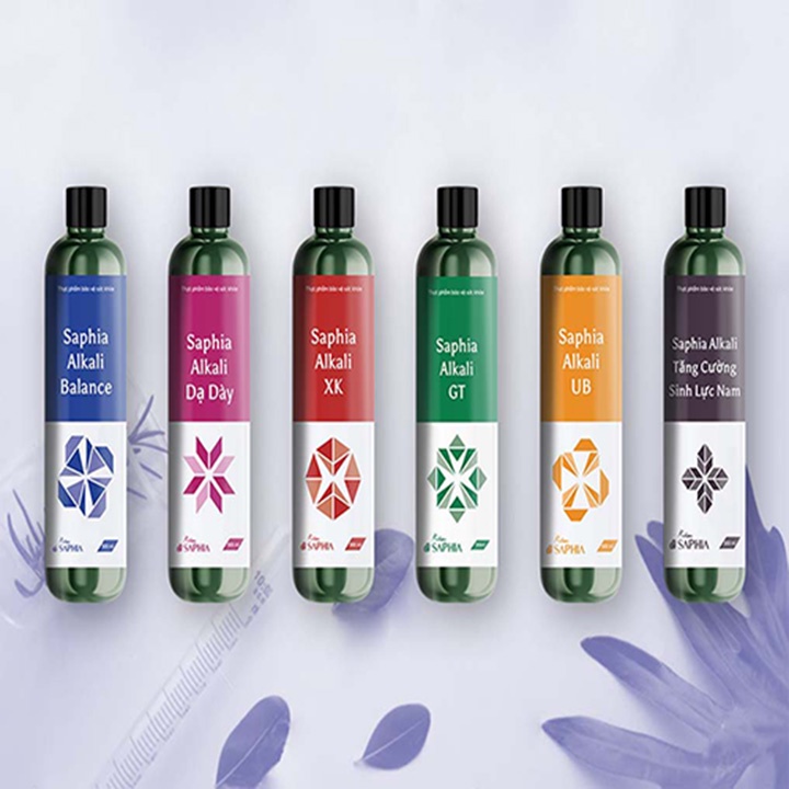 Combo 1 chai KIỀM SAPHIA X300, 1 chai X50, 1 chai Kiềm Cân bằng, 1 chai Kiềm Xương Khớp hoàn toàn từ thảo dược