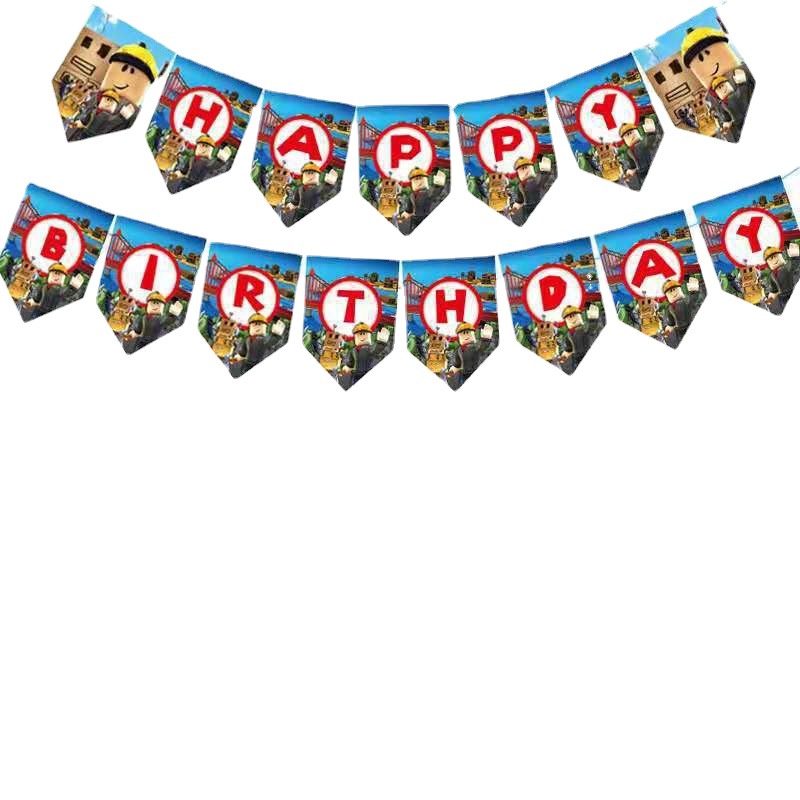 Bộ Bong Bóng Trang Trí Bánh Kem Sinh Nhật Họa Tiết Roblox