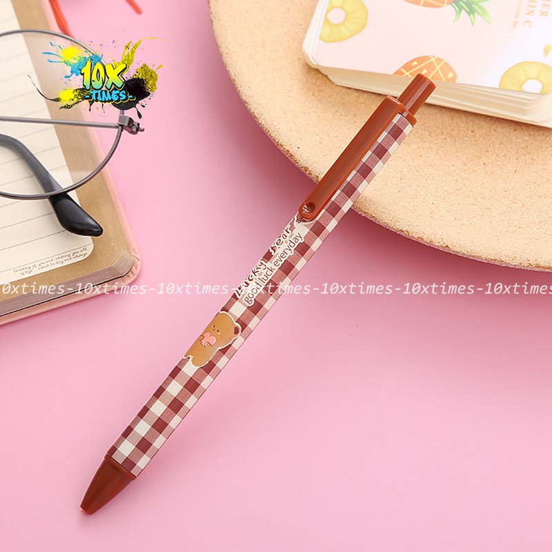Bút gel bấm dễ thương gấu vintage xinh xắn ngòi 0,5 mm mực đen dùng dể viết bài, trang trí, quà tặng sinh nhật bạn gái