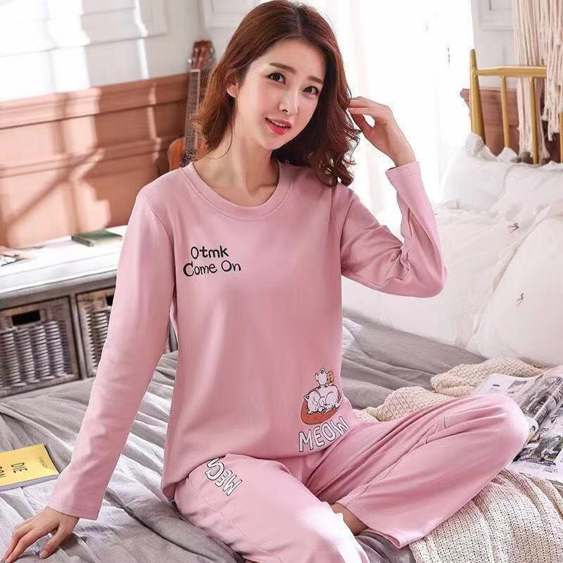 Bộ đồ nhủ cotton dài tay thời trang thu đông hàn quốc dành cho nữ