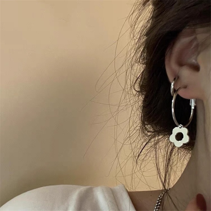 Khuyên Tai Kim Loại Hình Bông Hoa Xinh Xắn Dành Cho Nữ 191192Bông Tai Mạ Bạc 925 Thiết Kế Đơn Giản Phong Cách Hàn Quốc