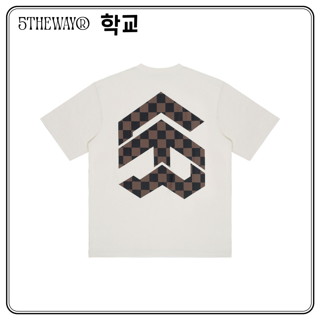Áo thun 5THEWAY /checkerboard/ New Tee hoạ tiết caro màu nâu TOFU