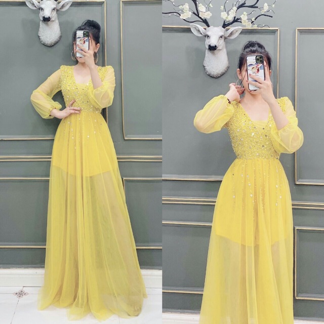 Đầm dạ hội đính đá ( ảnh và video thật 10000%)