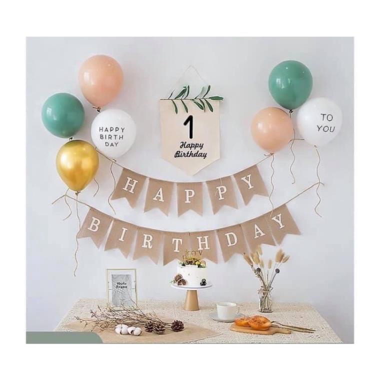 Dây Chữ Happy Birthday Trang Trí Sinh Nhật Bằng Giấy Màu Nâu Phong Cách Hàn Quốc - Kemshop K26