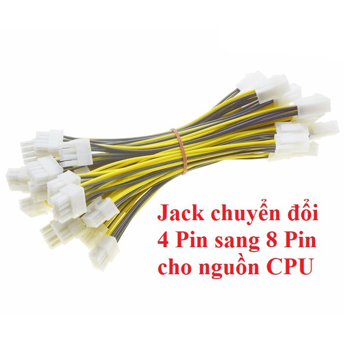 Cáp chuyển nguồn 4 pin sang 8 pin cho CPU, jack cấp nguồn 12V cắm vào main