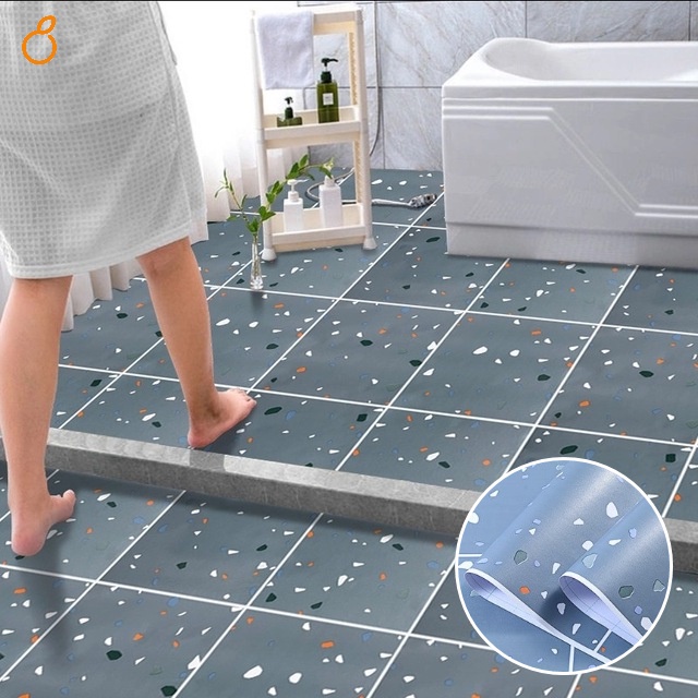 (Hàng Có Sẵn) Giấy Dán Sàn Nhà Tắm Bằng PVC Tự Dính Chống Trượt Chống Mài Mòn Không Thấm Nước