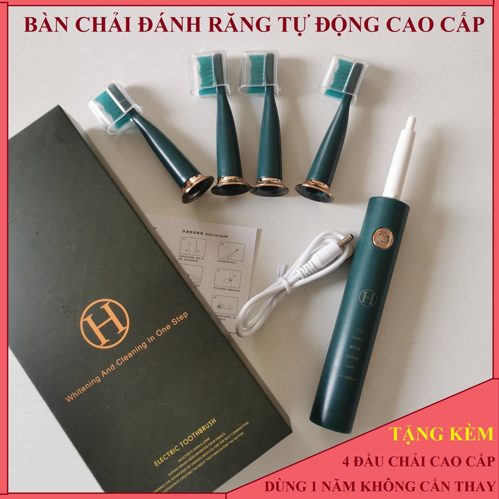 Bàn Chải Điện Tự Động Đánh Răng Rung 5 Chế Độ Cao Cấp - Bàn Chải Đánh Răng Điện Chống Nước, Lông Mềm, Pin Lâu