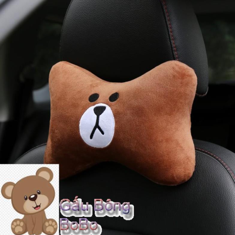 [BOBO] Gối tựa đầu ô tô hình gấu Brown và những người bạn, làm từ chất liệu nhung nhồi bông PP cực dễ thương