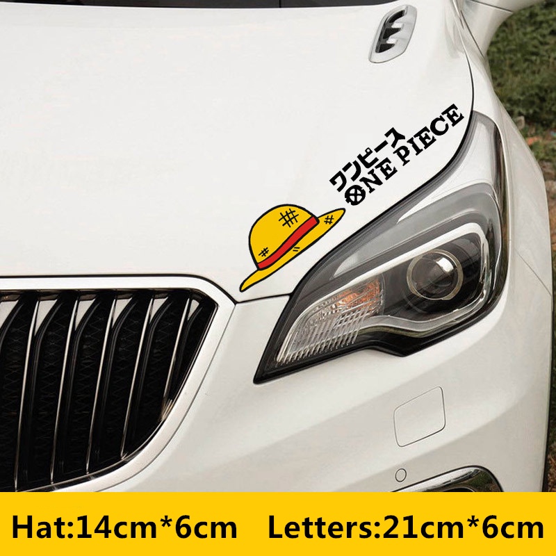Bộ 2 Miếng Dán Trang Trí Gương Chiếu Hậu Xe Hơi / Mô Tô Họa Tiết ONE PIECE Độc Đáo