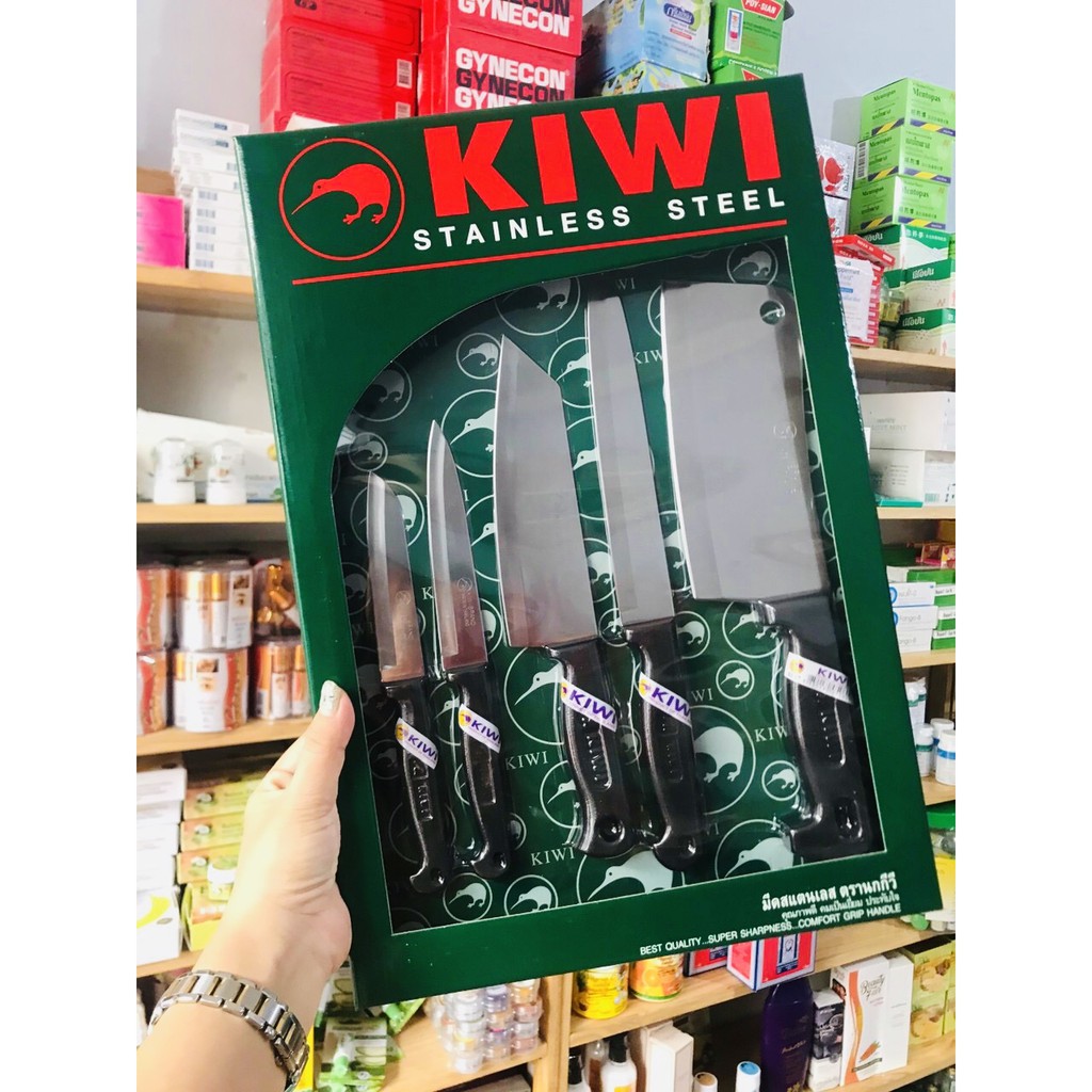 Bộ Dao Thái Lan Cán nhựa PP cao cấp Kiwi 5 Món Hàng Nhập Khẩu Thái Lan