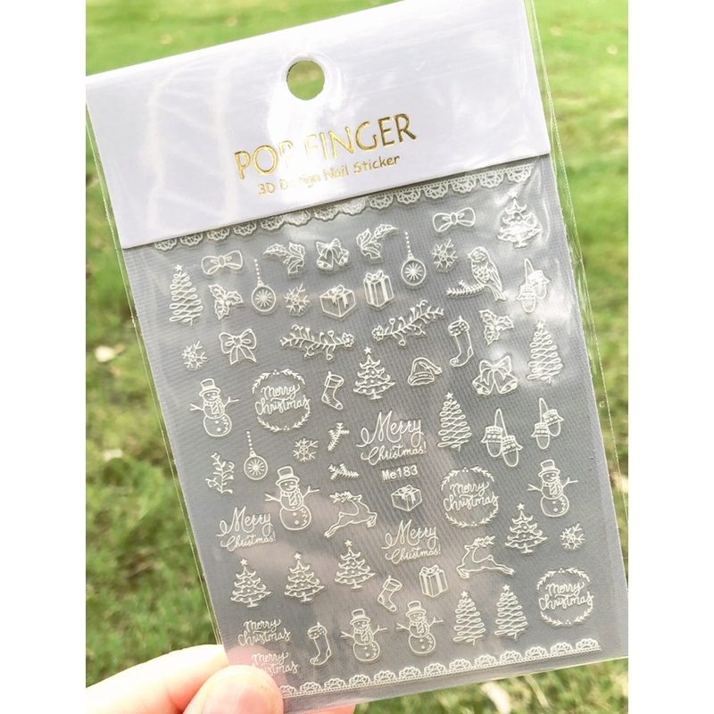 Miếng Dán Trang Trí Móng Tay 3D Hình Bông Tuyết Màu Vàng Trắng Me180-197