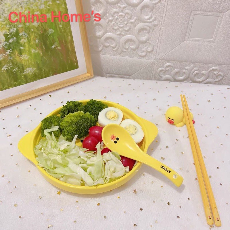 Combo Đũa, Thìa, Muỗng, Muôi Xới Cơm Gấu Brown, Vịt Sally và Thỏ Cony