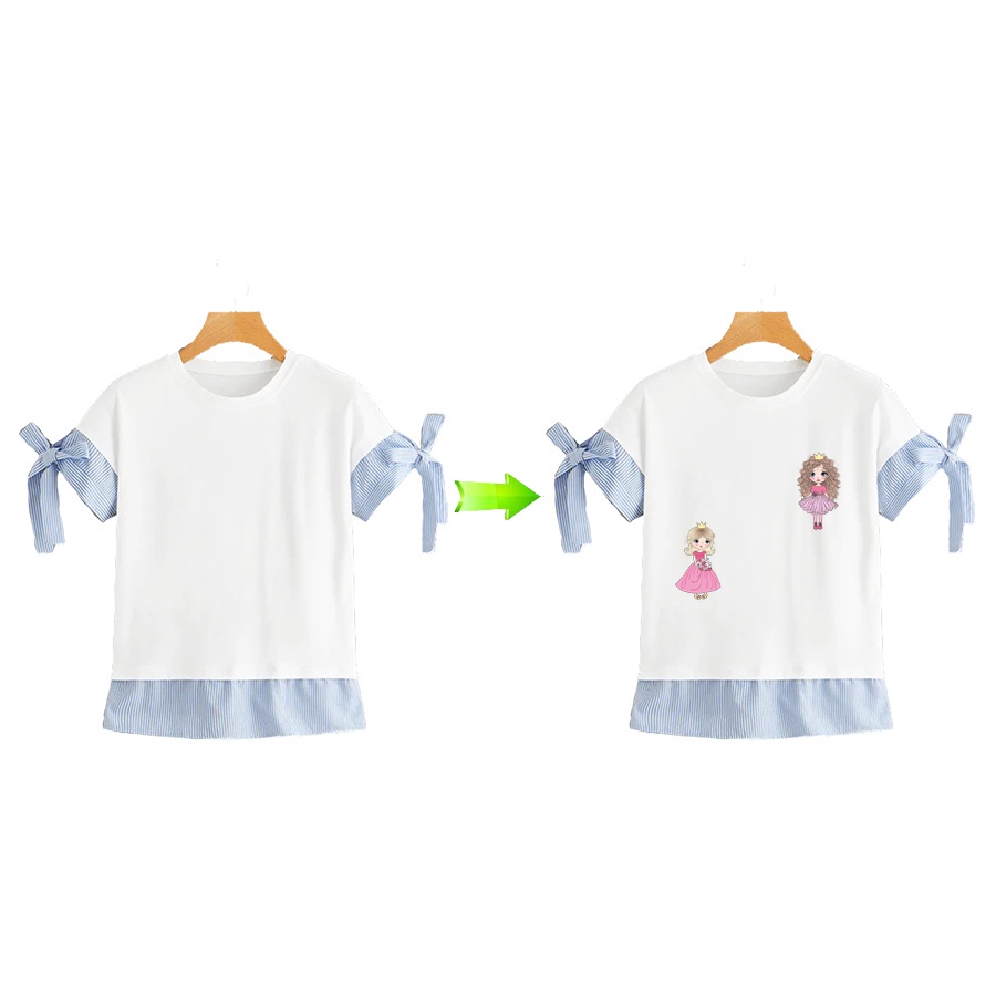 Miếng Dán Ủi Trang Trí Áo Thun In Họa Tiết Công Chúa Thời Trang Diy