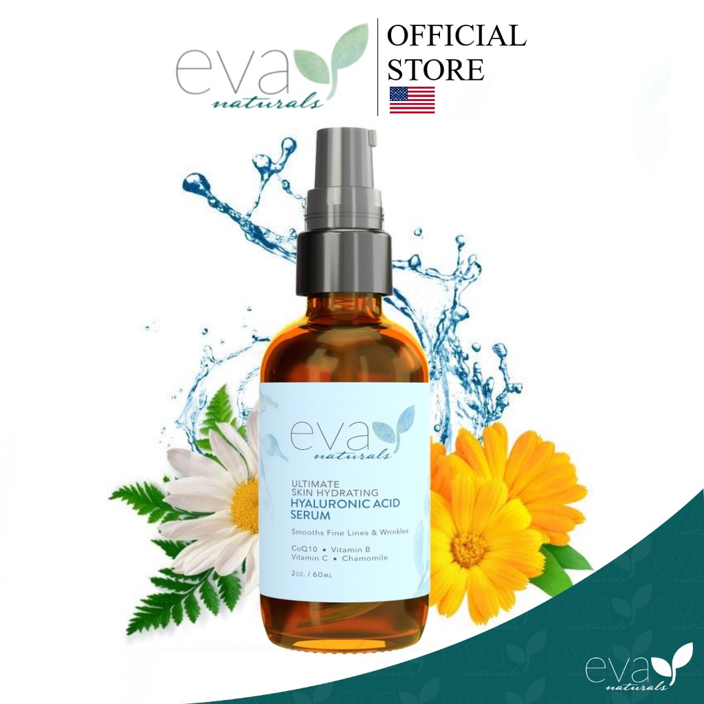 Serum Siêu Cấp Ẩm, Chống Lão Hóa, Mờ Vết Nhăn Eva Naturals Hyaluronic Acid (HA) Serum 60ml