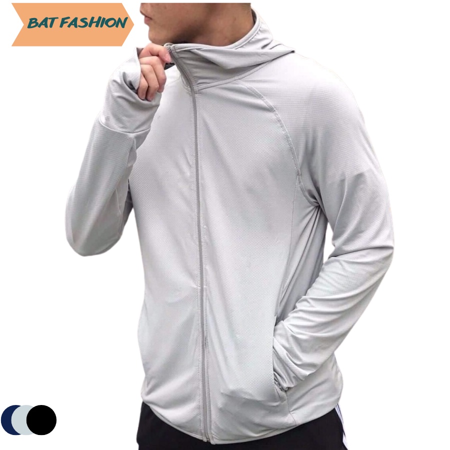 Áo chống nắng nam THỜI TRANG BAT chất vải thông hơi có mũ trùm tay.