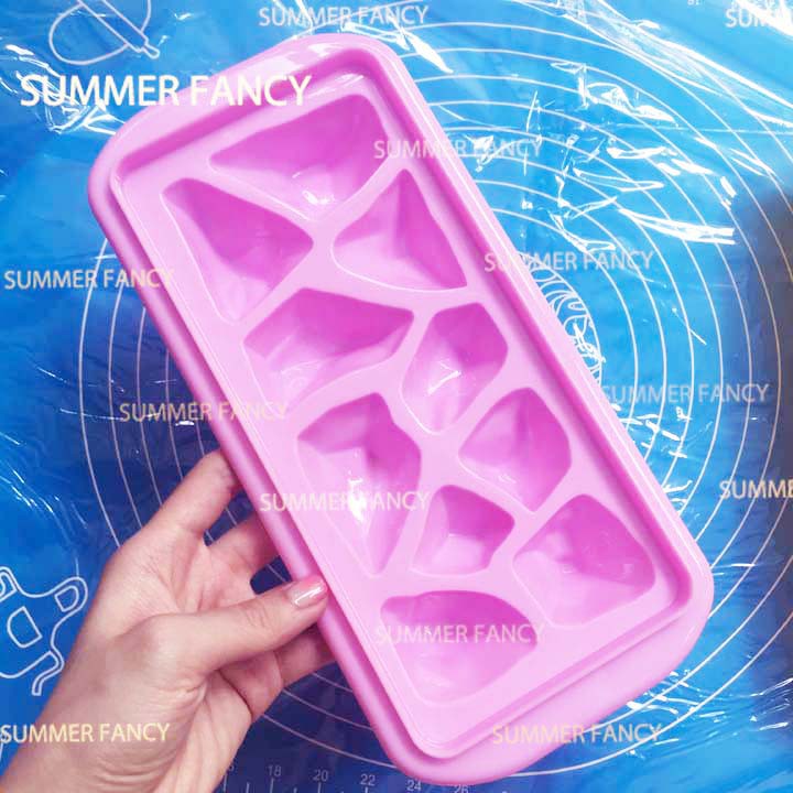 khuôn 10 viên đá kim cương băng trôi đa giác thạch rau câu phô mai trái cây - rock shaped Ice cube tray