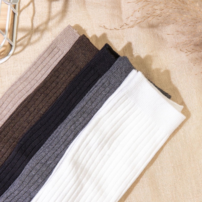 1 Đôi Tất Chân Cotton Màu Trơn Thời Trang Cho Nữ