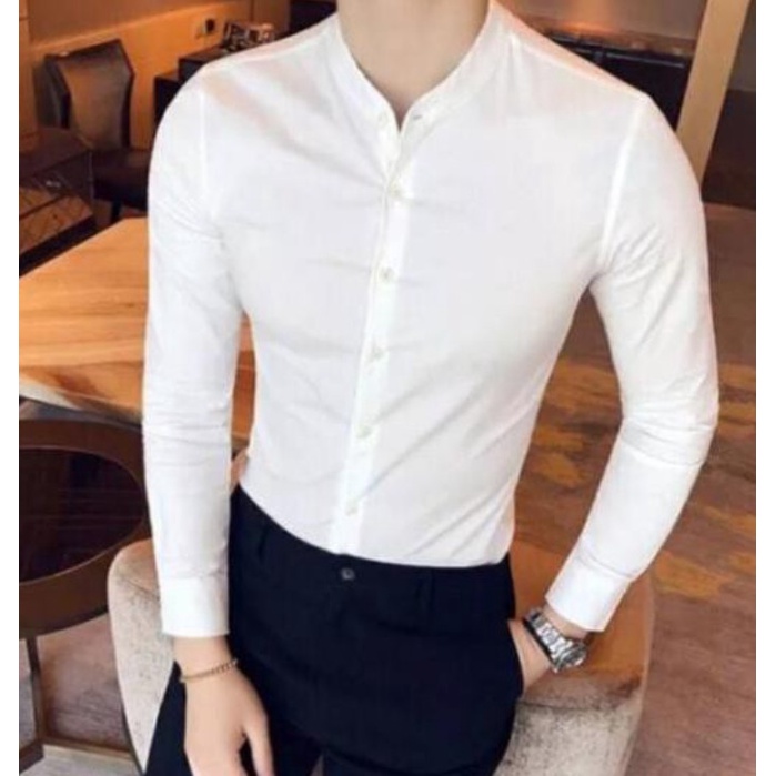 Áo sơ mi nam cổ trụ Vettino sơ mi nam chất vải lụa cao cấp chống nhăn chống xù chông bám bụi