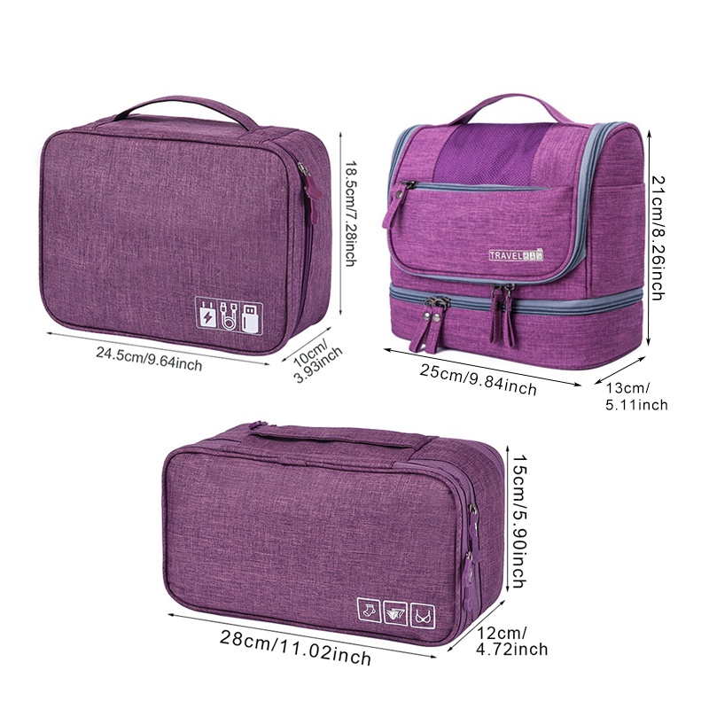 Set 3 Túi Đựng Mỹ Phẩm, Đồ Lót Tiện Lợi Khi Đi Du Lịch