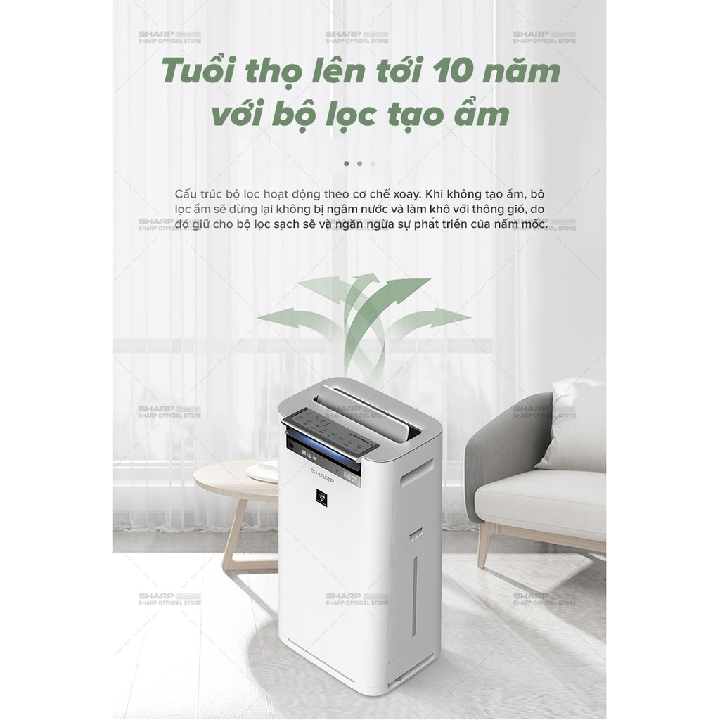 [Mã ELBAU7 giảm 7% đến 1TR]Máy Lọc Không Khí Sharp KC-G50EV-W Inverter Chính Hãng Bảo Hành 12 Tháng