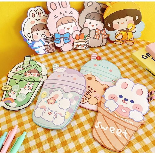 Thiệp chúc mừng sinh nhật, giáng sinh, valentine, tình yêu hoạ tiết dễ thương DIY độc đáo nhỏ gọn - MyNa Mart