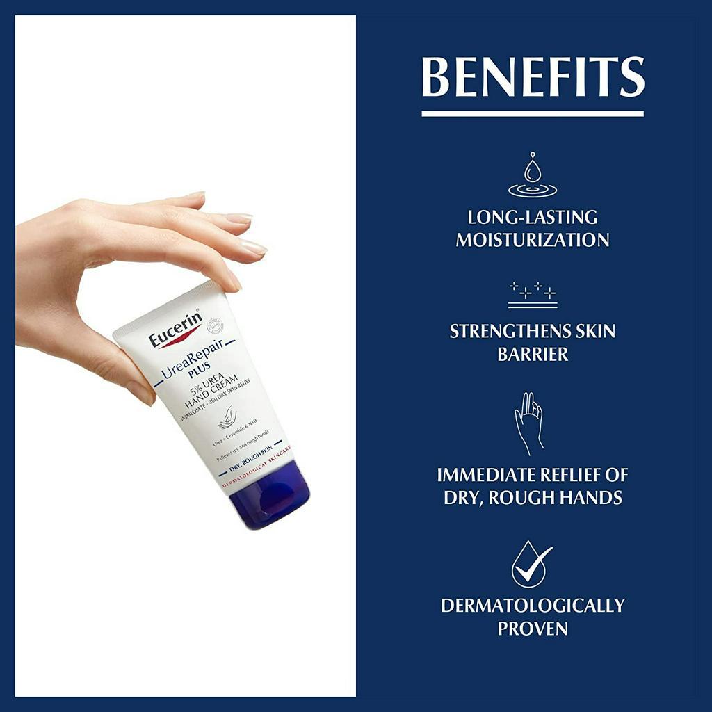 Kem dưỡng da tay Eucerin UreaRepair PLUS  5% Urea hand cream không gây nhờn rít 75ml