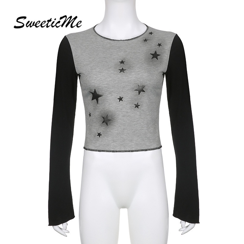 Áo Thun Tay Dài Dáng Ôm In Họa Tiết Thời Trang Quyến Rũ Cho Nữ