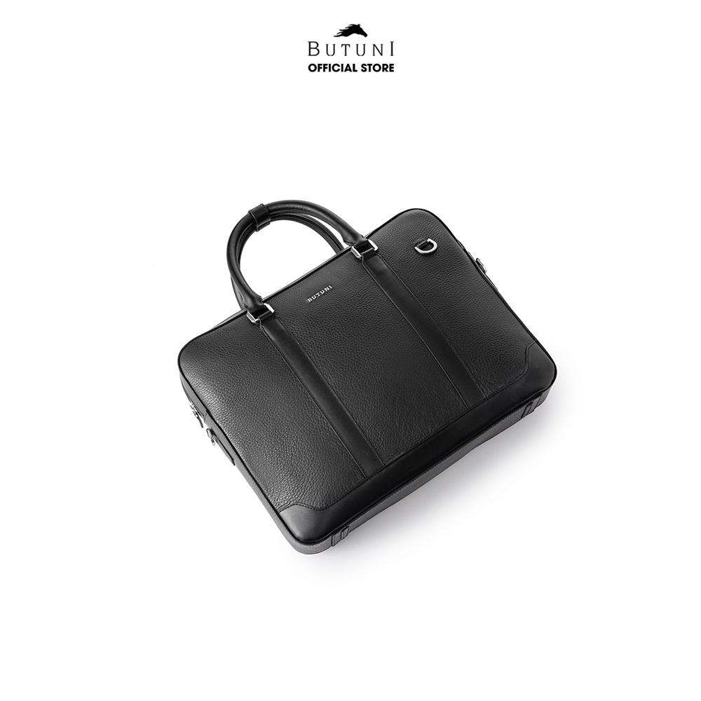Túi da thật Butuni Business Trolley Sleeve Handbag - Đen
