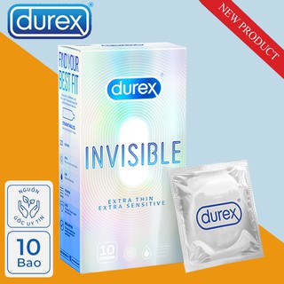 Bao Cao Su Durex Invisible Extra Thin/Lubri 10 cái/Hộp