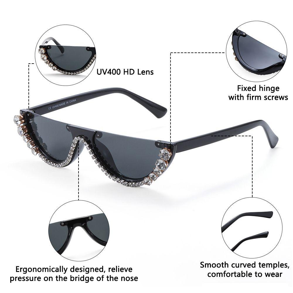 PINEVN Kính Mát Mắt Mèo Nữ Gọng Kim Cương Giả