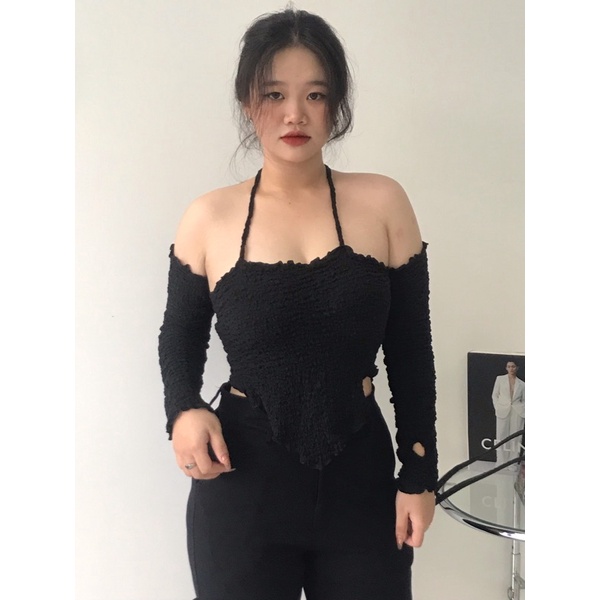 áo croptop nữ BIGSIZE kiểu xẻ tay xinh xắn FATTYTA