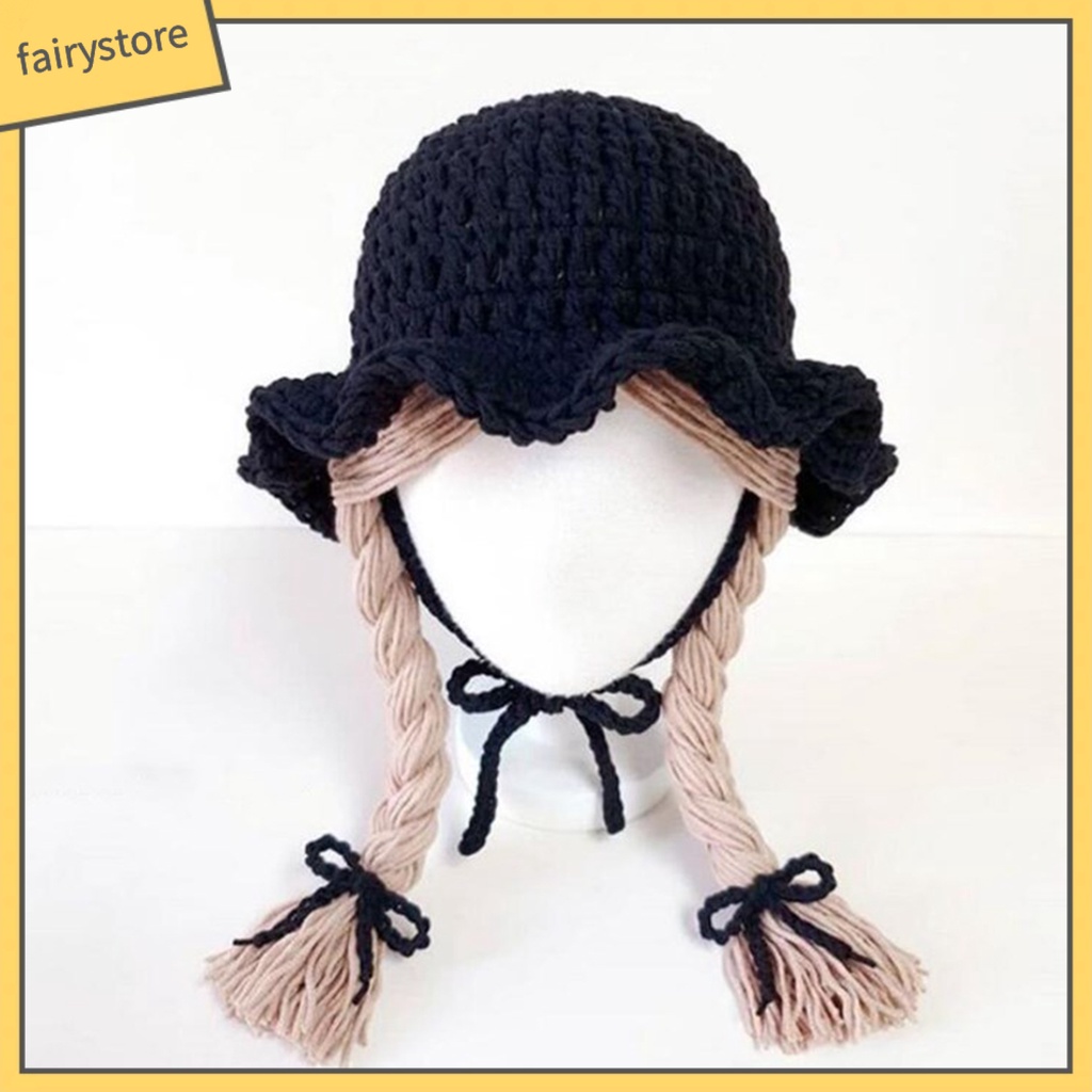 Mũ Dệt Kim Phối Tóc Giả Cho Bé Gái