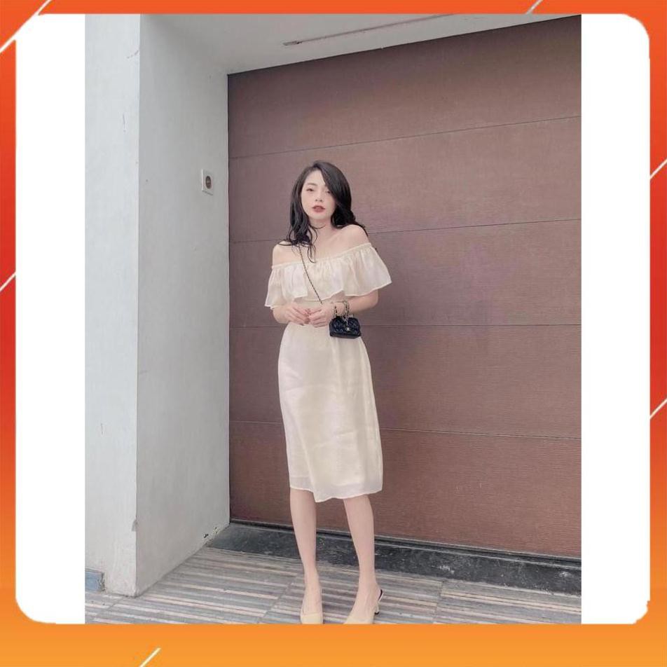 Váy Hở Vai, Váy Trễ Vai, Đầm Trễ Vai Chất Tơ Bèo Hai Lớp Siêu Đẹp