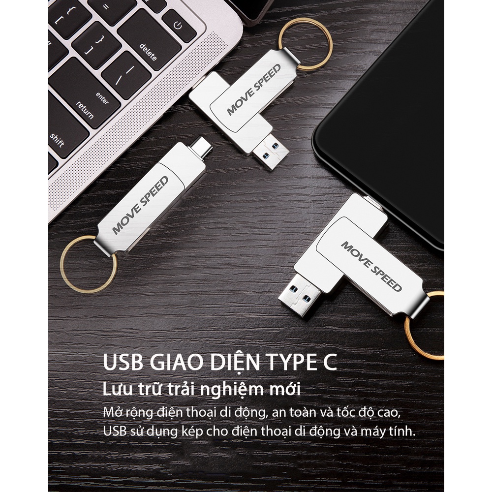 [ USB 32GB/ 64GB ] USB 3.1 Gen 2 C90 MOVESPEED - USB Type C Thế Hệ Mới, Tốc Độ Truyền Lên Đến 10Gbps