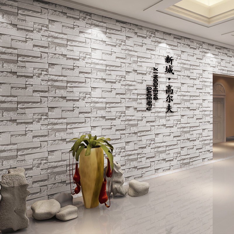 10m GIẤY DÁN TƯỜNG GIẢ GẠCH XÁM