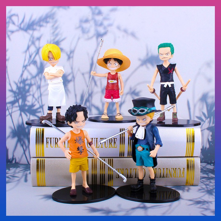 Mô hình để bàn 5 nhân vật One Piece siêu dễ thương kèm chân đế, cao 15cm