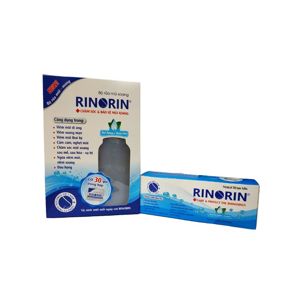 Bình rửa mũi xoang RINORIN kèm 30 gói muối, dùng cho mọi lứa tuổi 250ml - Minh Tiến Phát