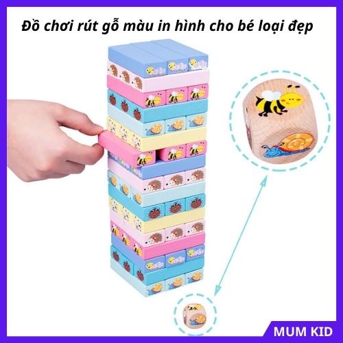 Đồ chơi thông minh cho trẻ em bộ rút gỗ màu in hình con vật, xếp hình bằng gỗ loại đẹp cho bé trai,gái 2 3 4 5 6 tuổi