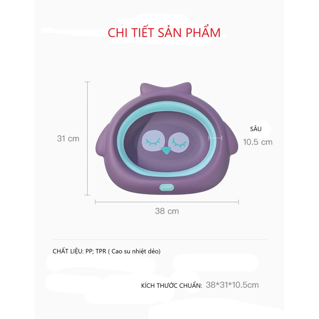 Chậu rửa mặt gấp gọn cho bé cao cấp, cho trẻ sơ sinh size 38x33x10.5cm