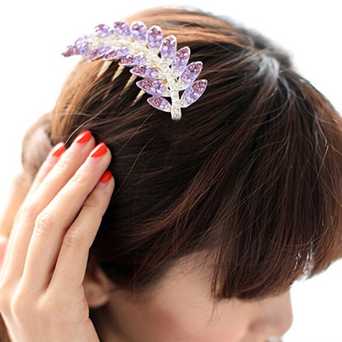 Lược Cài Tóc Hình Chiếc Lá Đính Đá Sang Trọng