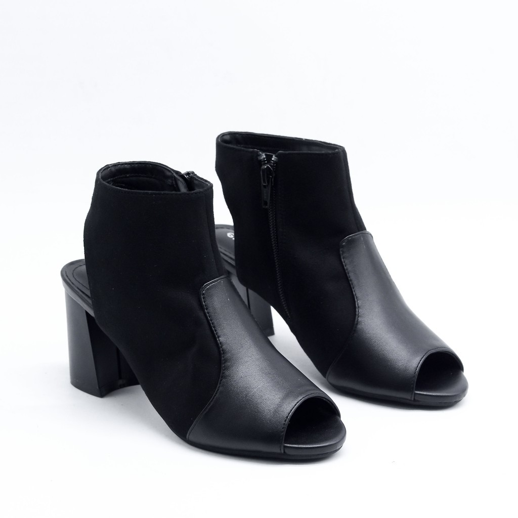 [Mã BMBAU50 giảm 50K đơn 150K] Boot Hở Mũi Hở Gót Da Lộn 5cm Evashoes - Eva1023(Màu Đen)