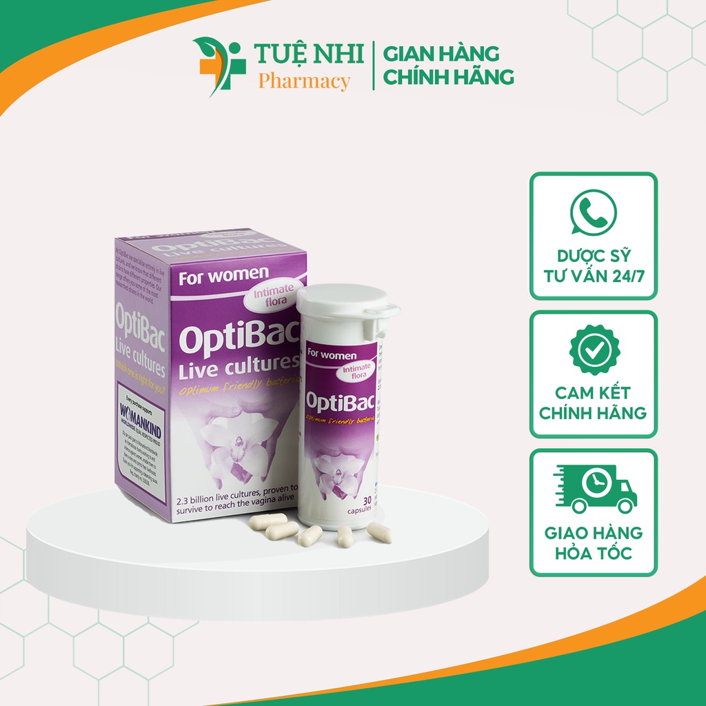 Men vi sinh Optibac Probiotics For Women tím phòng ngừa phụ khoa vùng kín cho phụ nữ hộp 90 viên - NT185
