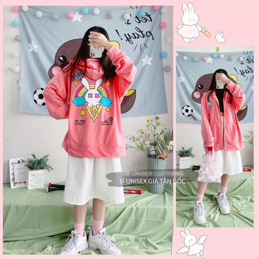 [Kèm Quà] ÁO HOODIE - ÁO KHOÁC NỈ NGOẠI Dây Kéo - Thỏ Cầu Vồng (HD1670 - Bad Rabbit - Kèm ) - AK.STORE | BigBuy360 - bigbuy360.vn