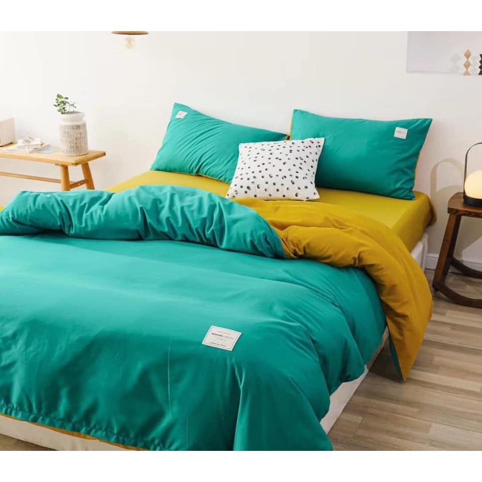 Bộ chăn ga gối đệm trải giường cotton tici bedding nhập khẩu Hàn Quốc các mẫu phối màu - drap giường (link2)