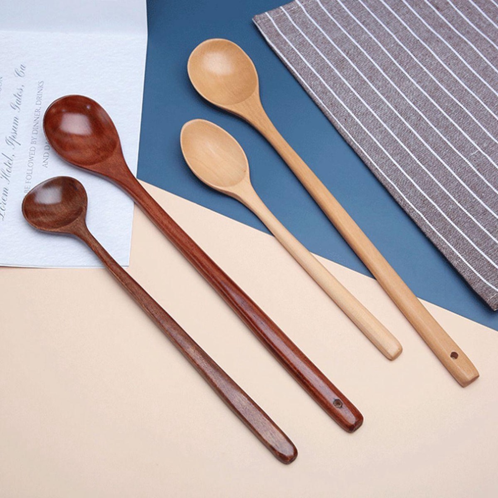 YIYU Muỗng Cán Dài Bằng Gỗ Thân Thiện Với Môi Trường