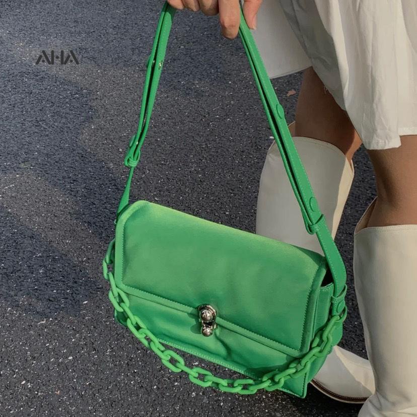 Túi Xách Đeo Vai Phối Dây Xích Thời Trang Pháp Sang Trọng Dành Cho Nữ